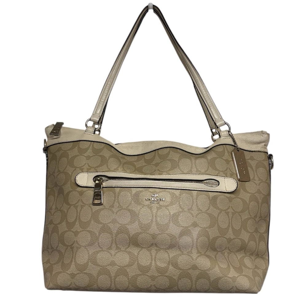 Coach Signature Tyler tote white tan shoulder bag purse 2016 clean authentic GUC